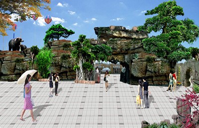 塑石假山大门效果图